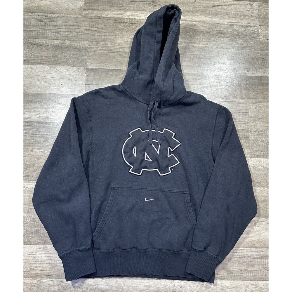 Vintage Nike UNC North Carolina Center Swoosh Hoodie Black Logo Size M